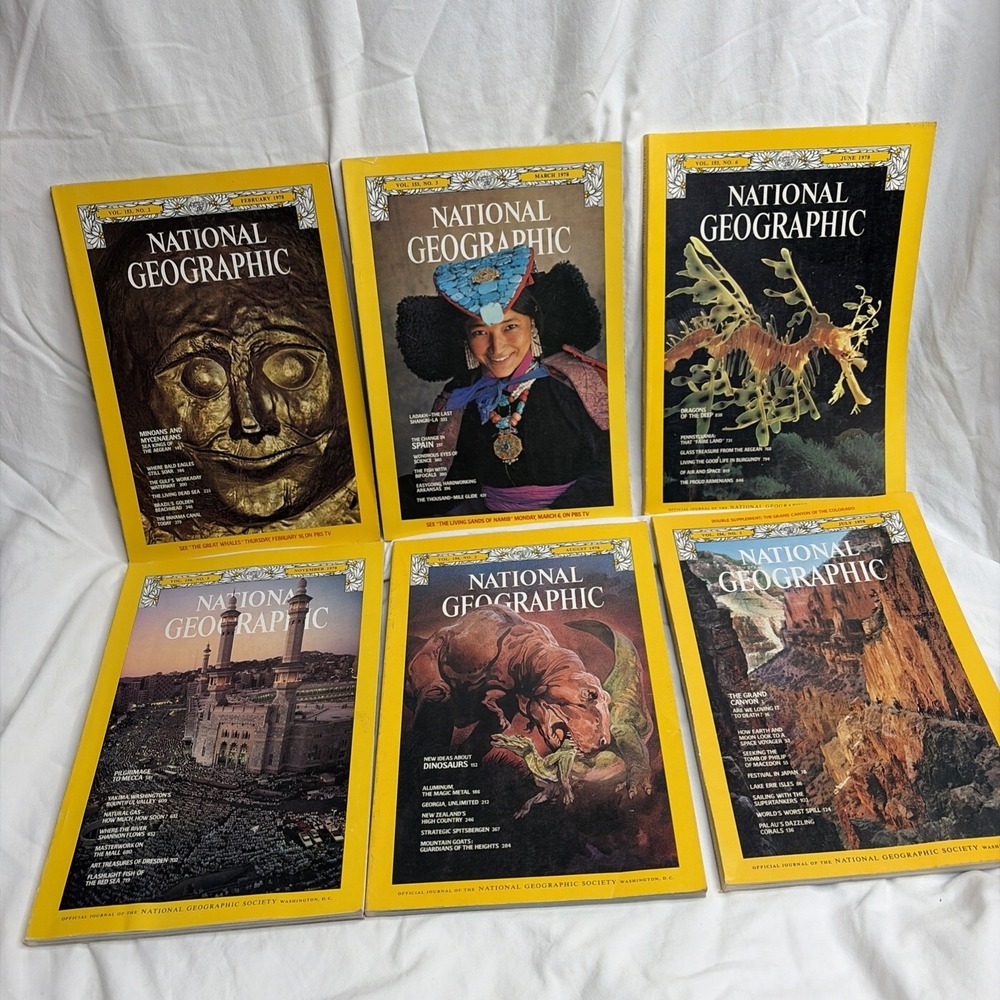 National Geographic Lot Of 6 Magazine Feb,March, Jun,July, August,November‎ 1978